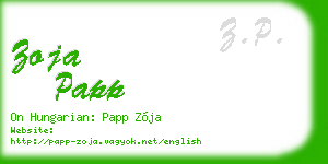 zoja papp business card